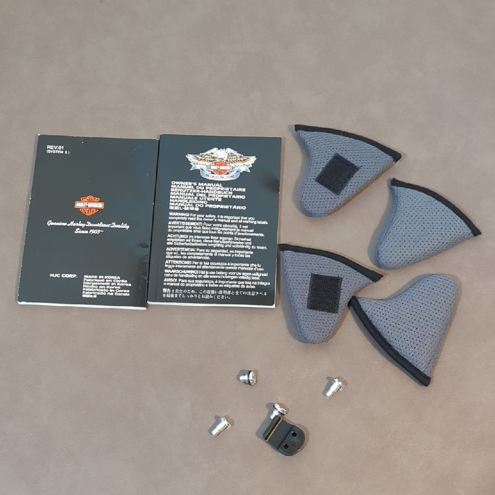 Harley Davidson Gray Helmet Noise Reducers With Helmet Owners Manual Booklet